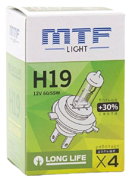 Лампа галогенная MTF Light  H19 12V 60/55W  (1шт)