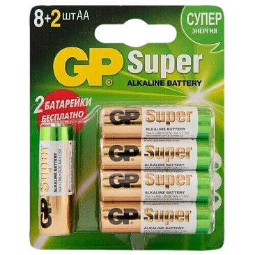 Батарейка AA (LR6) 1,5V GP Batteries Super (упаковка 8+2шт)