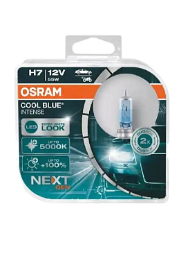 Лампа галогенная Osram H7 12v55w Cool Blue Intense 5000К/+100% (2шт)