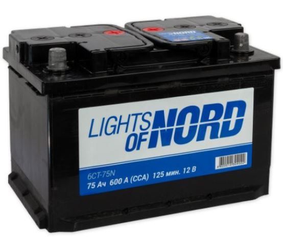 Аккумулятор LIGHTS OF NORD 75A/ч 600А (прямая полярность, 277x175x190)