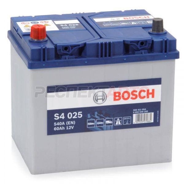 Аккумулятор BOSCH S4 Silver 60A/h 540A прямая L+ 232х173х225