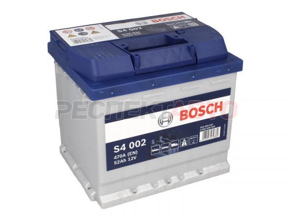 Аккумулятор BOSCH S4 Silver 52A/h 470A обратная R+ 207х175х190