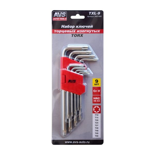 Набор ключей AVS TORX 9 шт (Т10,Т15,Т20,Т25,Т27,Т30,Т40,Т45,T50)