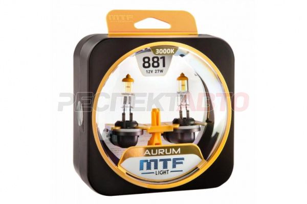 Лампа галогенная MTF Light H27 (881, уголок) 12V 55W 3000K AURUM (2шт)