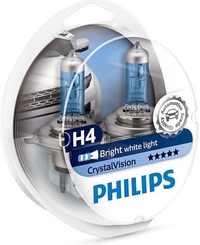 Лампа галогенная H4 12v60/55w PHILIPS Crystal Vision (+ габариты T10) (2шт)