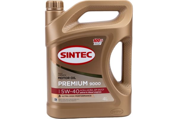 Масло моторное синтетическое SINTEC PREMIUM 9000 API SN, ACEA A3/B4 SAE 5w40 4л