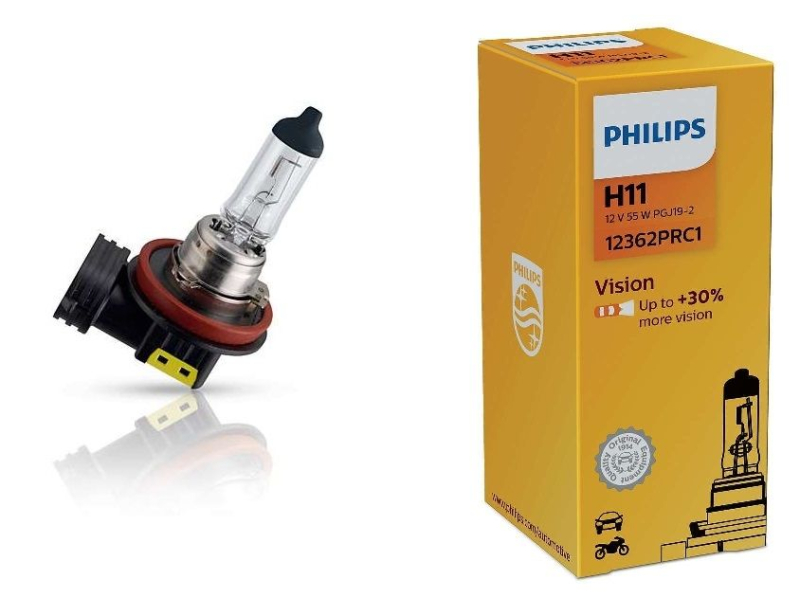 Лампа галогенная H11 12v55w PHILIPS +30% 1шт