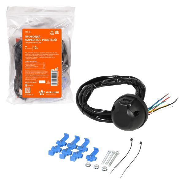 Проводка фаркопа Airline с розеткой 12В 7 контактов 1,5м универсальная