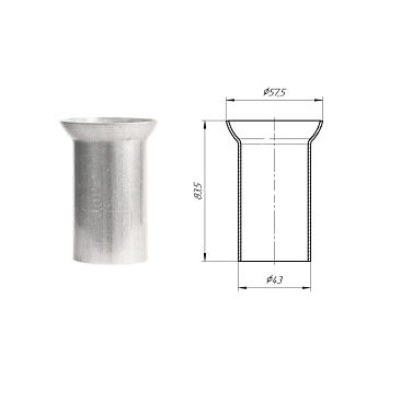 Развальцованное соединение из трубы d43мм CBD (под хомут)