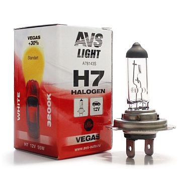 Лампа галогенная AVS VEGAS H7 12V 55W +30% (1шт)