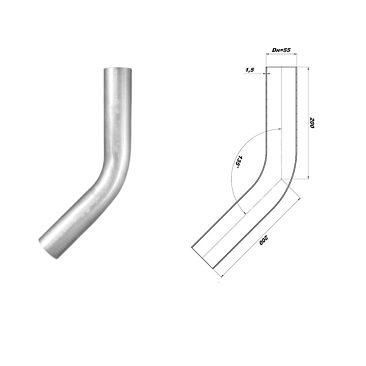 Труба глушителя CBD 55мм изгиб 45' L400мм