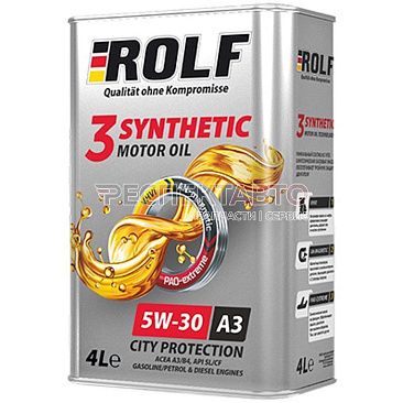Масло моторное синтетическое ROLF 3-SYNTHETIC 5w30 A3/B4 4л