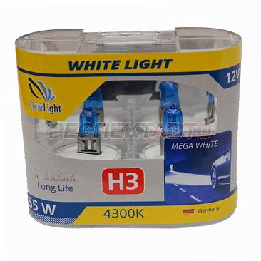 Лампа галогенная Clearlight H3 12V 55W 4300К (2шт)