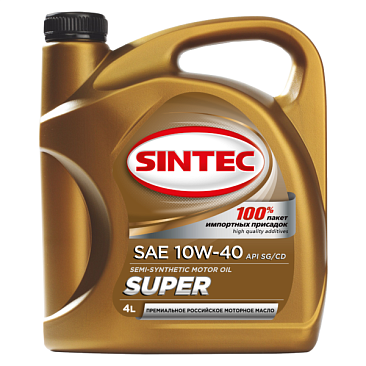 Масло моторное полусинтетическое SINTEC SUPER SAE SG/CD 10w40 4л
