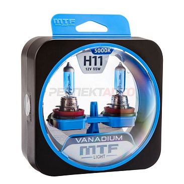 Лампа галогенная MTF Light H11 12V 55W 5000K VANADIUM (2шт)