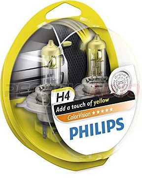Лампа галогенная Philips H4 12V 60/55W 3350K Color Vision Yellow (2шт)