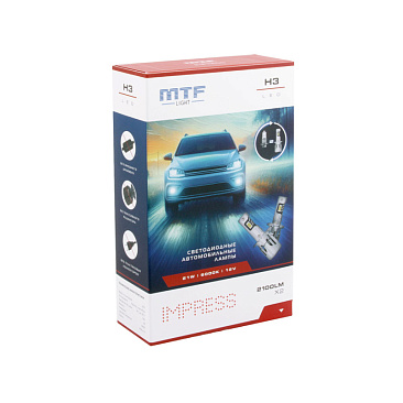 Лампа светодиодная H3 12V MTF Light IMPRESS 6000K (комплект 2шт)