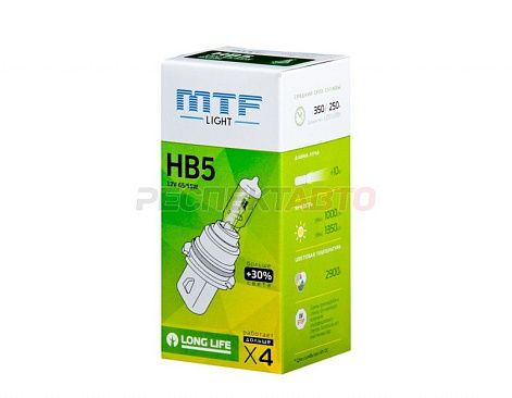 Лампа галогенная MTF Light HB5 (9007) 12V 55/65W +30% (1шт)