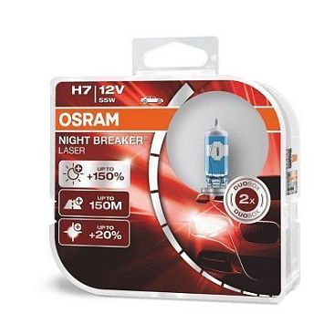 Лампа галогенная Osram H7 12v55w OSRAM Night Breaker Laser +150% (2шт)