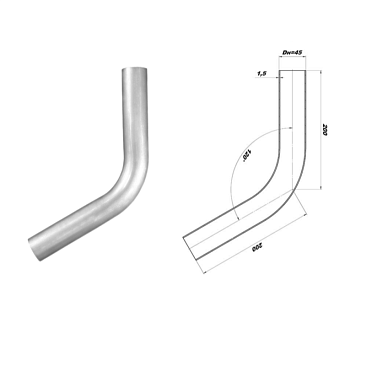 Труба глушителя CBD 45мм изгиб 60' L400мм