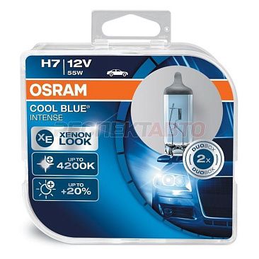 Лампа галогенная Osram H7 12V 55W 4200К+20% COOL BLUE INTENSE (2шт)