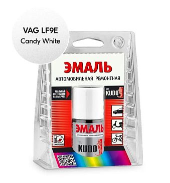 Эмаль автомобильная ремонтная с кисточкой KUDO VAG LF9E Candy White (белая)