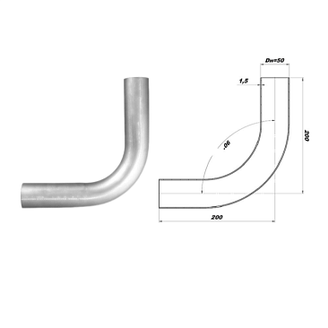 Труба глушителя CBD 50мм Г-образная 90' L400мм