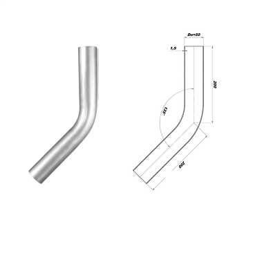 Труба глушителя CBD 50мм изгиб 45' L400мм