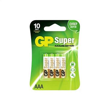 Батарейка  AAA (LR03) 1,5V GP Batteries Super (упаковка 4шт)