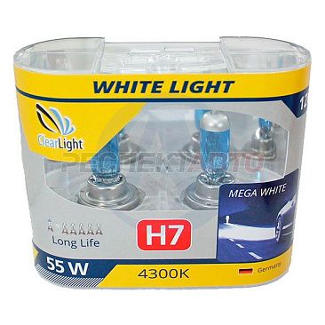 Лампа галогенная Clearlight H7 12V 55W 4300К (2шт)