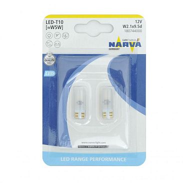 Лампа светодиодная NARVA T10 5W Range Performance LED W5W 6000K (комплект 2шт)