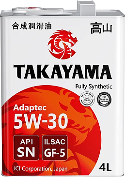 Масло моторное синтетическое TAKAYAMA Adaptec GF-5, API SN 5w30 4л