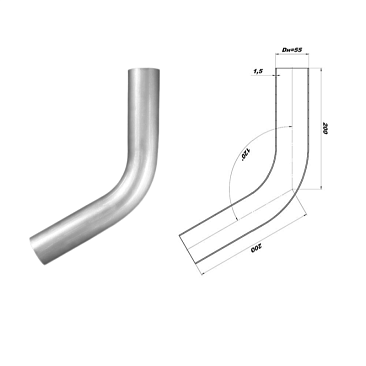 Труба глушителя CBD 55мм изгиб 60' L400мм