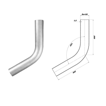 Труба глушителя CBD 50мм изгиб 60' L400мм