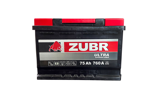 Аккумулятор ZUBR 75A/ч 760А (обратная полярность, 278x175x190)