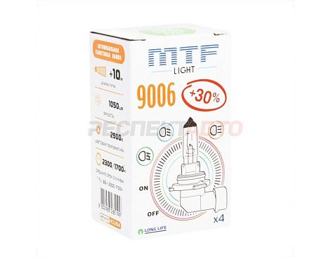 Лампа галогенная MTF Light HB4 (9006) 12V 55W +30% (1шт)