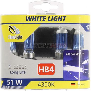 Лампа галогенная Clearlight HB4 12V 55W 4300К (2шт)