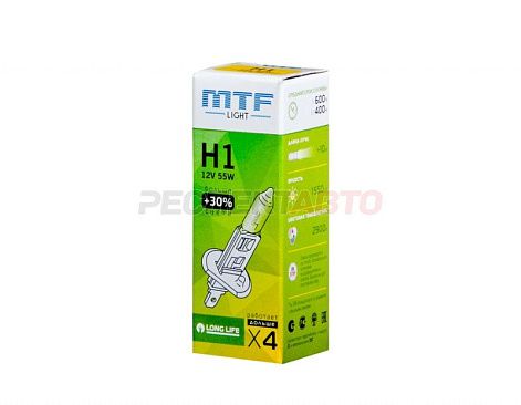 Лампа галогенная MTF Light H1 12V 55W +30% (1шт)