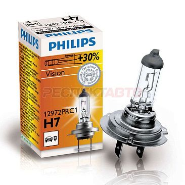 Лампа галогенная Philips H7 12V 55W +30% Vision (1шт)