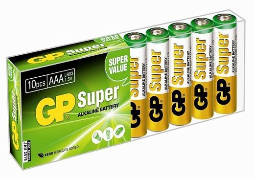 Батарейка AAA (LR03) 1,5V GP Batteries Super (упаковка 8+2шт)