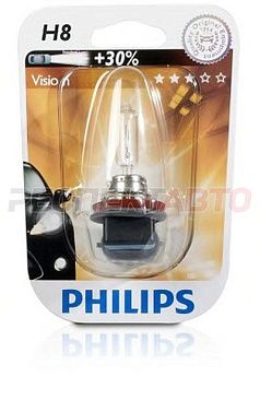Лампа галогенная Philips H8 12V 35W +30% (1шт)